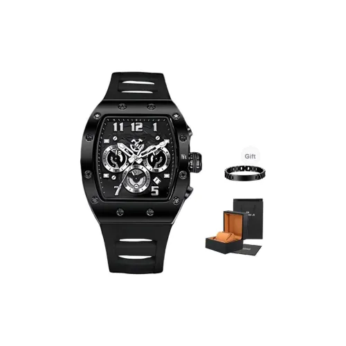 FR Beast Collection Кварцевый механизм Силиконовый ремешок Часы Мужские Черный циферблат