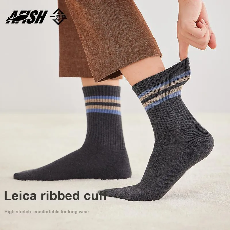 AFISH Mid Calf Socks Men's 5 Pairs Shopping Bags-7