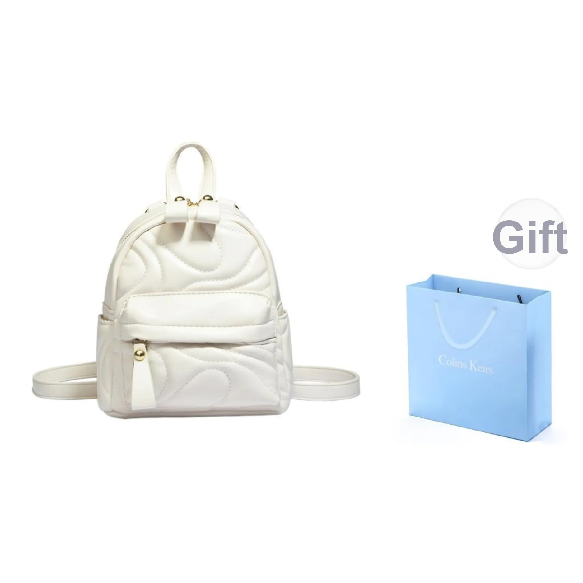 COLINS KEIRS Синтетическая кожа Модный дизайн Стиль преппи Рюкзак Элегантный Универсальный Рюкзак Стандартный Женская Белая