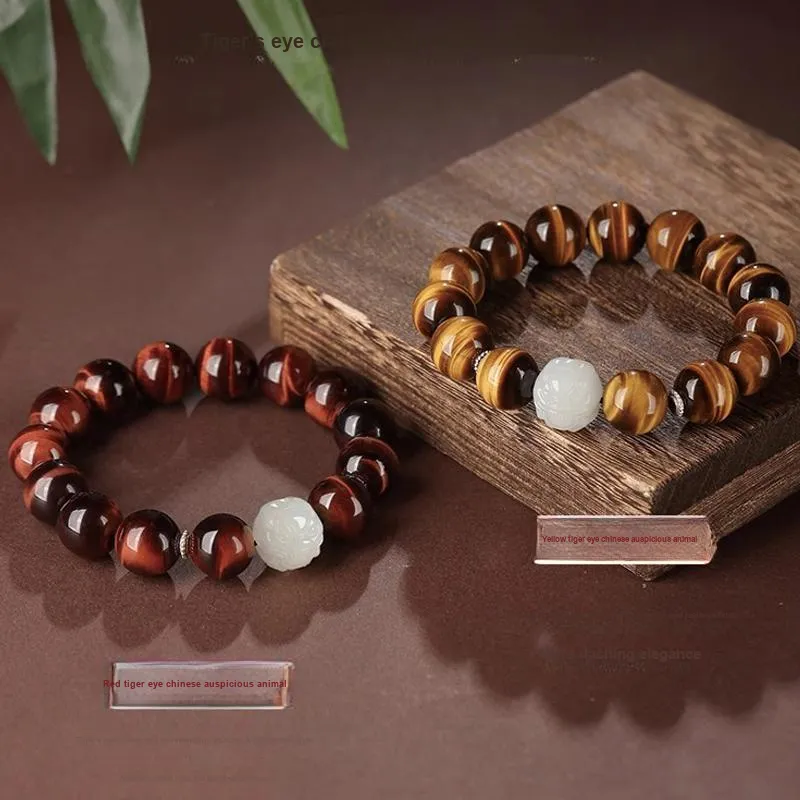 Yi Mingju Tiger's Eye Stone Jade Bracelets Unisex-3