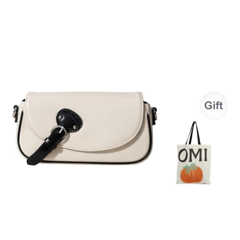 OMI Cow Leather One Shoulder Handbag Crossbody Bag Regular Women's Deep Black/Ecru-8