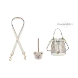 (Compatibility Dempsey) Ecru 1.1cm Width Litchi Grain Gold-Tone Lock 65cm+Beige Bear