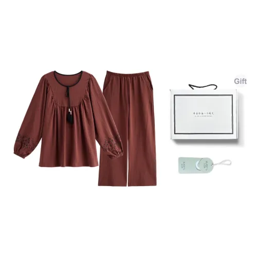 XUANZHITING Пижамный комплект Gift Box Set Женский Бордовый