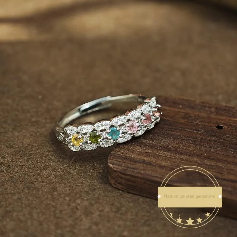 Andaozi Natural Tourmaline Rings Women's-3