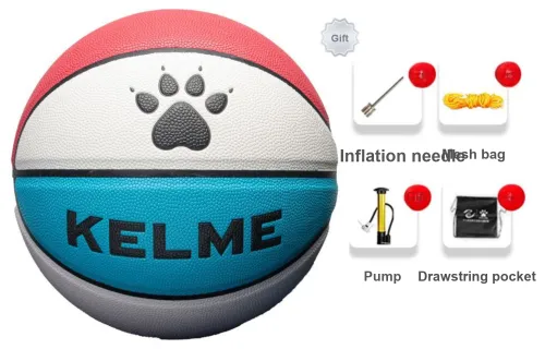 KELME PU Basketball White Blue Red Size 5 Size 7 Training Unisex