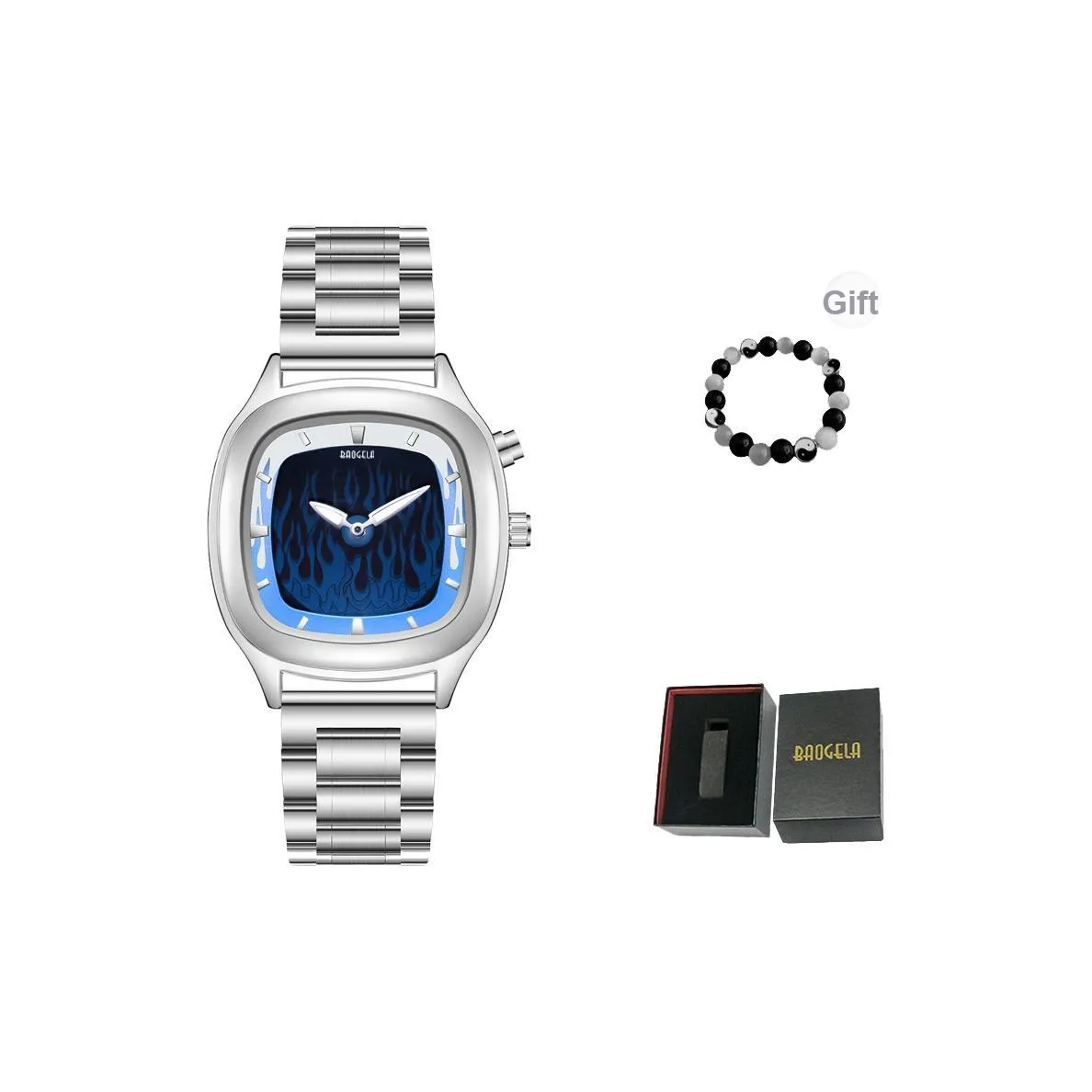 BAOGELA Кварцевый механизм ремешок из нержавеющей стали унисекс синий циферблат