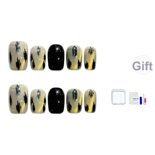 JINGCHANXUE [Crowded] Мягкий Амбер False Nail Короткий LADDER Ins Jump Цвет Кошачий глаз 12 мм