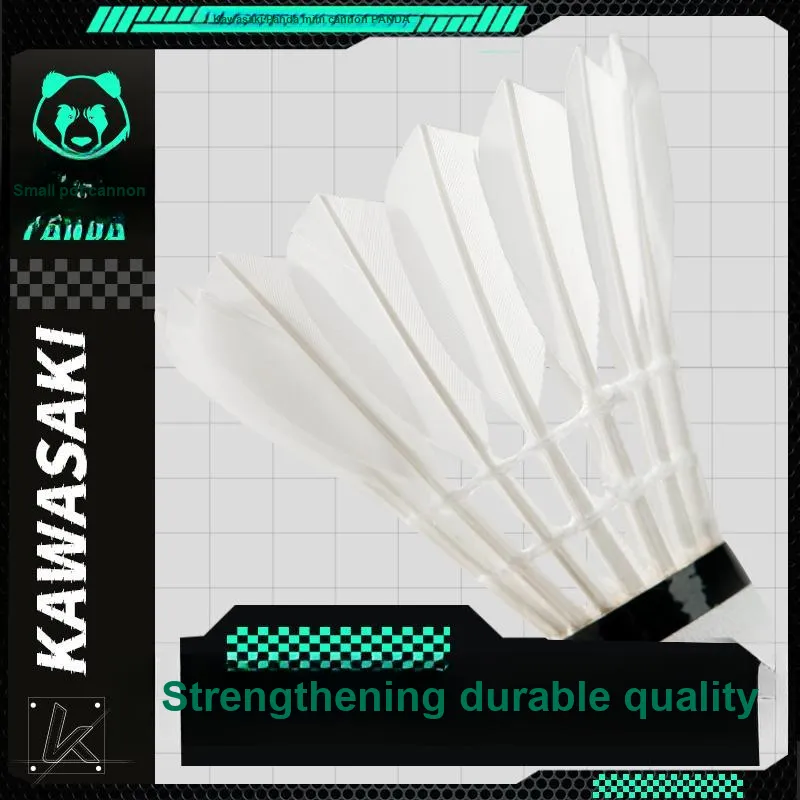 Kawasaki Panda Mini Cannon 10 Pack Goose Feather Big Board Goose Feather Training/Everyday Use Ball Shuttlecocks