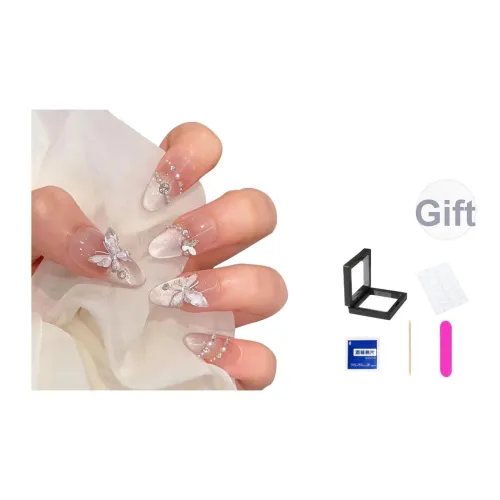 XNTX Бабочка Перо Светящийся Ледяной Прозрачный Румяна False Nail Овал Мягкий Серия Цветов Размытый