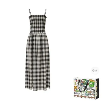 HAPG Slip Dresses Women's Black Plaid Shopping Bag