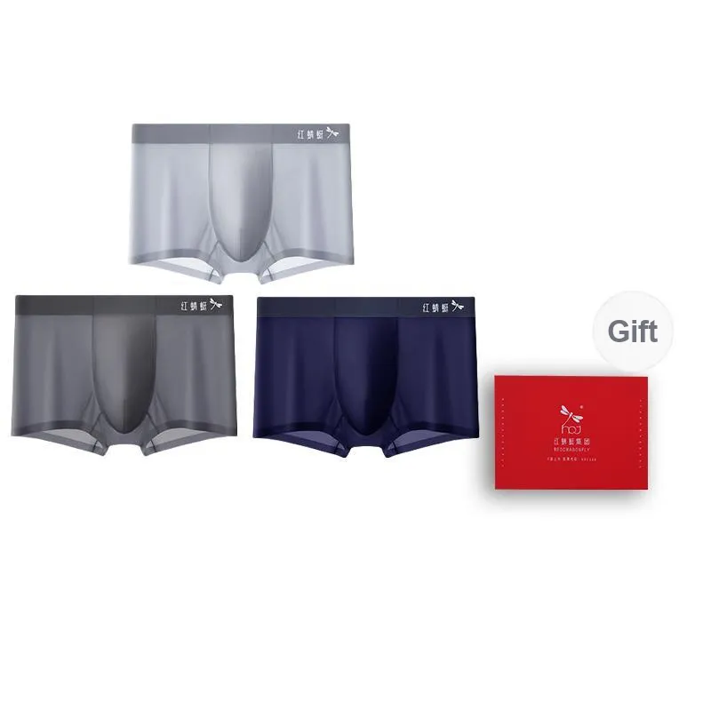 RED DRAGONFLY Ice Silk Panties Men's 3 Pack Gift Box Set-8