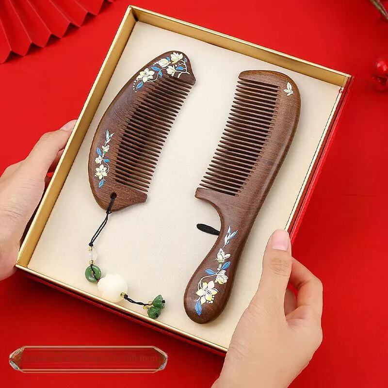 ANTINOB, New Chinese Style Combs & Sets With Rosewood Hairdressing Tool Portable-5