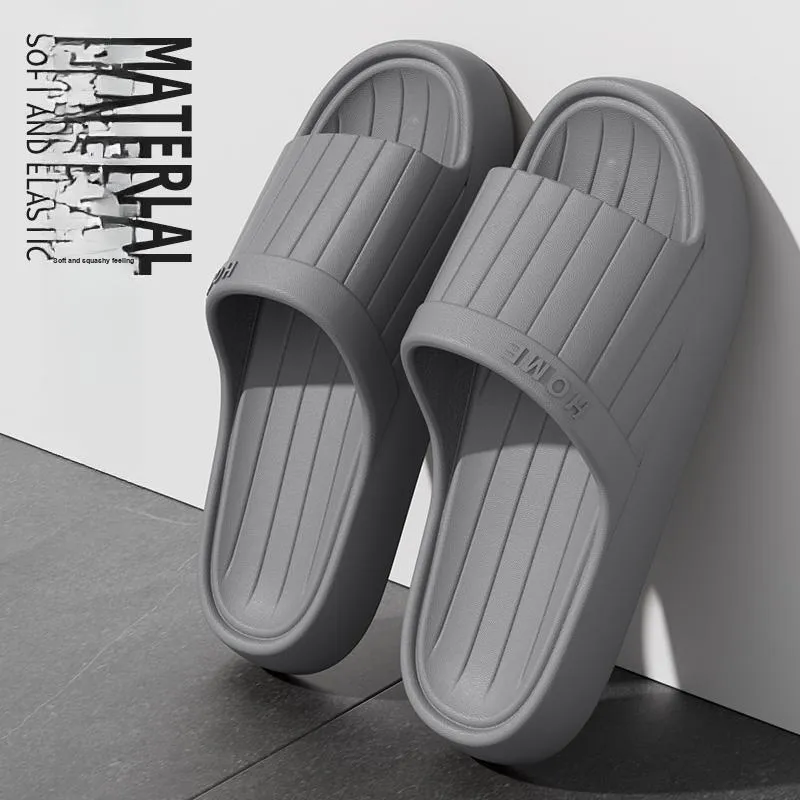 Foot Recreation Minimalist Style Vertical Stripes Letter Comfortable Quiet Slip Resistant Slippers Home Slippers Unisex-28