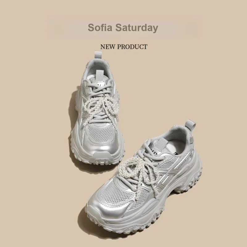 Safiya Cushioning Abrasion Resistant Lightweight Low Top Chunky Sneakers Women's-8
