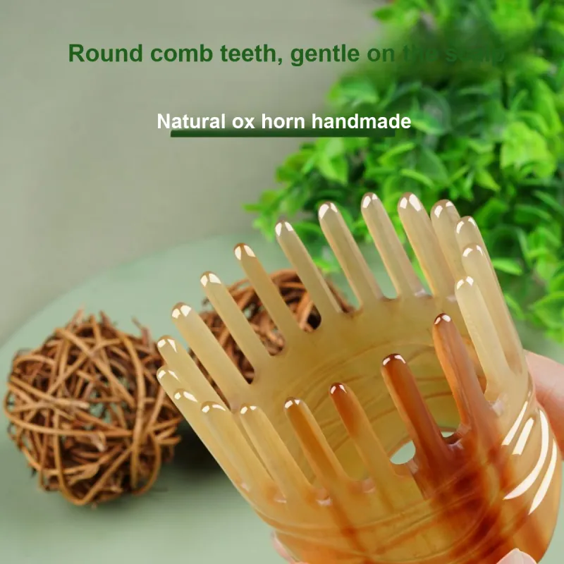 Min Bao Ox Horn Massage Comb Natural Cylinder Gua Sha Head Specialized-21
