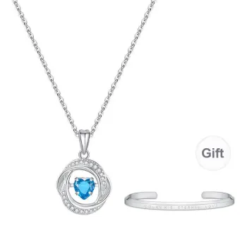 Colev Kie Heart Collarbone Chain 925 Sterling Silver Necklace With Romantic And Niche Design Women's Blue Box Set