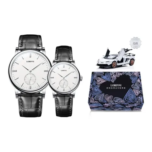 LOBINNI L Кварцевый механизм натуральная кожа ремешок унисекс белый циферблат