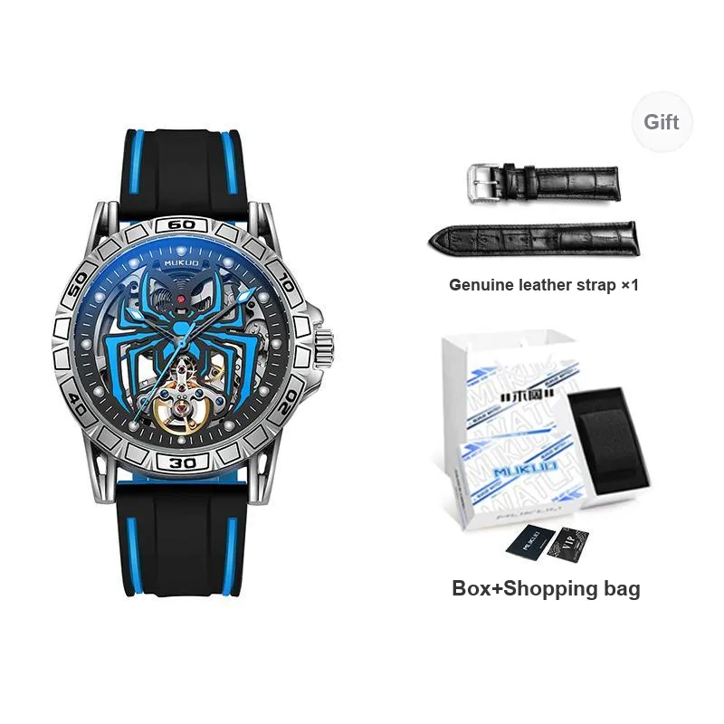 MUKUO Hero Collection Automatic Mechanical Movement Silicone Strap Watch Men's Watches Cut-Out Dial-7