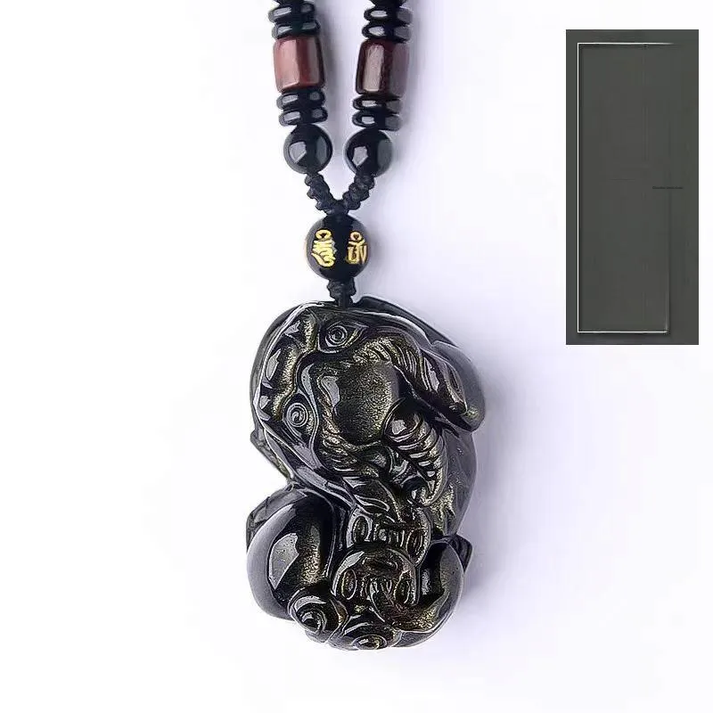 Lingxiang Yurun Obsidian Accessory, Zodiac Year Necklace Unisex-37