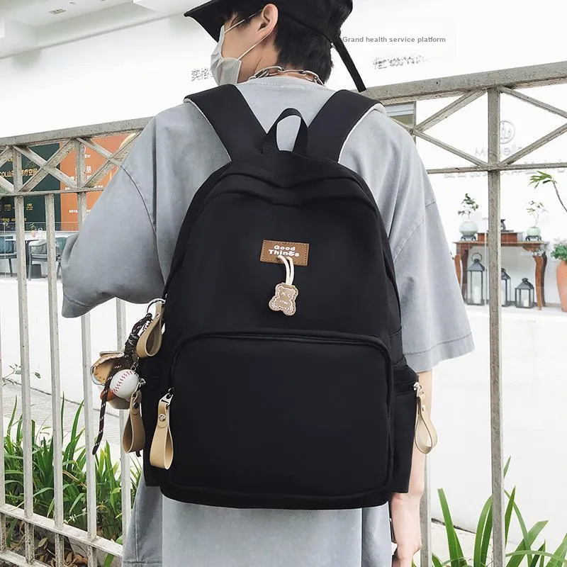 LUVISTRUE Nylon Backpack Unisex White/Black/Khaki/Peacock Blue-7