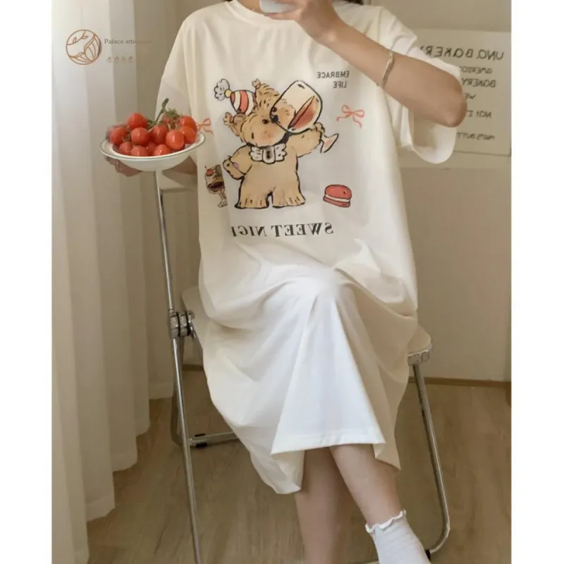 Gongdie x GANBEIXIAOGOUCHAHUA LIANMINGKUAN Nightgown Women's Apricot-2