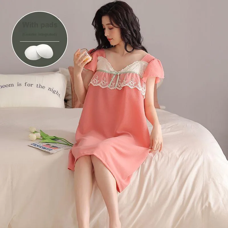 JINXU Nightgown Women's Orange Red-1