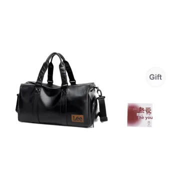 Lee PVC Leather Travel Bag, Luggage Bag, Gym Bag, Crossbody Bag Unisex Black