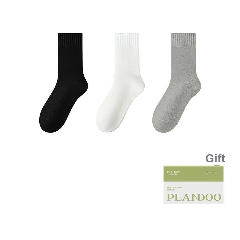 PLANDOO Mid Calf Socks Unisex Box Of 3 Pairs-1