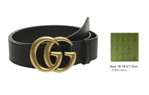 GUCCI GG Gold Plate Buckle Belt Unisex Width  4cm