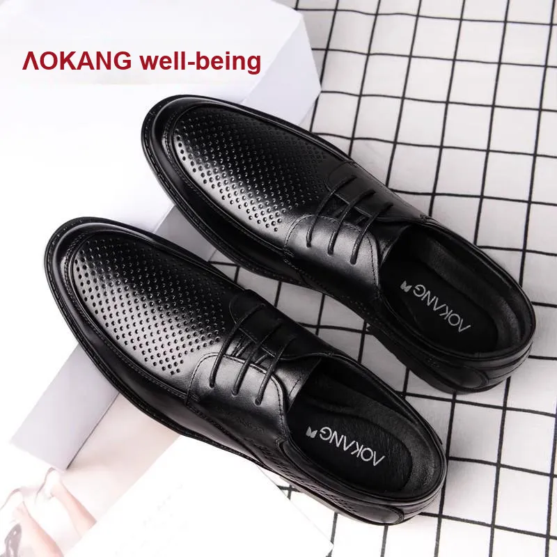 AOKANG Mesh Leather Sandal Dress Shoes Men's Black Brown-1