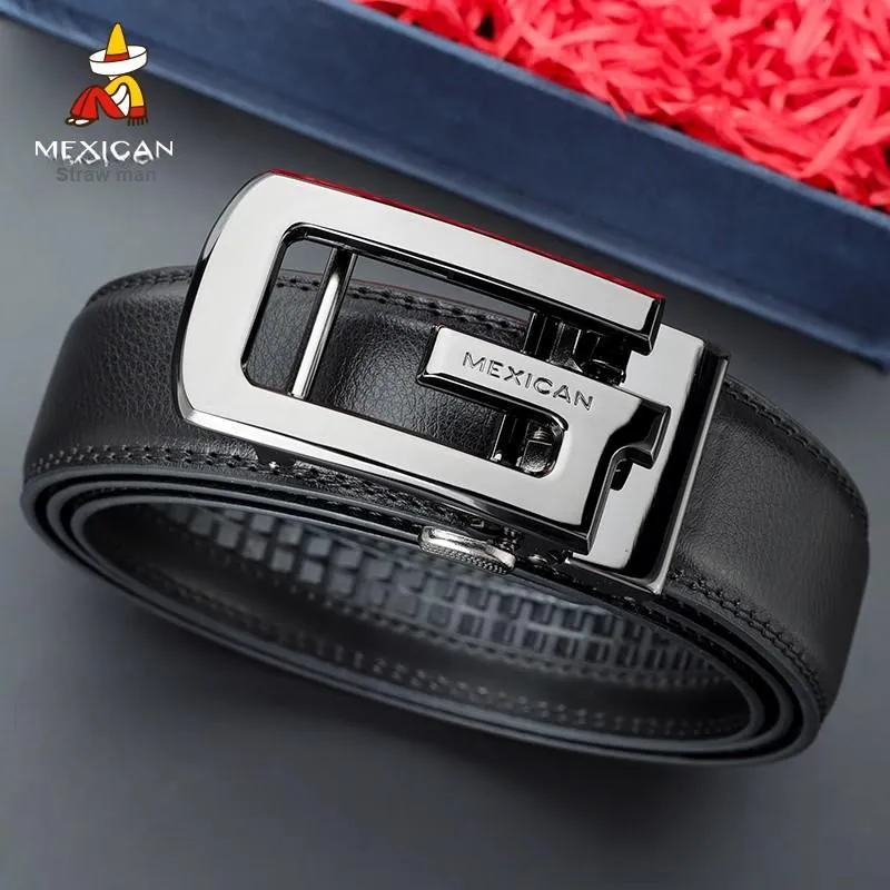 MEXICAN Split Cow Leather Belts Men's 3.5cm-1