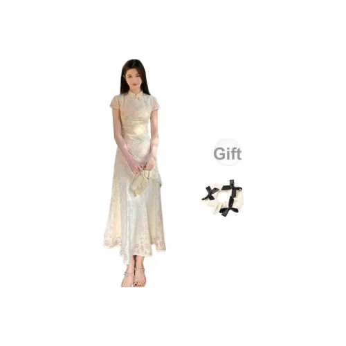 TURN UP Короткий рукав Платье Женское Абрикос + Резинка для волос с подарками