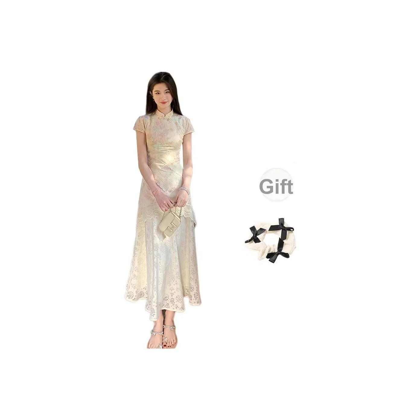 TURN UP Короткий рукав Платье Женское Абрикос + Резинка для волос с подарками