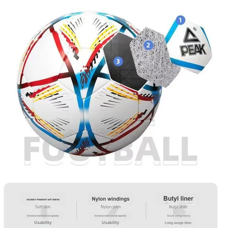 PEAK Size 5 Soccer PVC Machine Stitched Soccer Ball Unisex Purple White-2