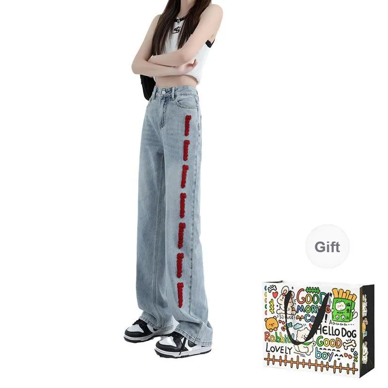 OURUOKE Jeans Women's Light Blue-2