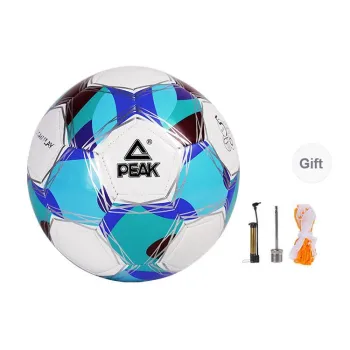 PEAK Size 4 Soccer TPU Machine Stitched Soccer Ball Unisex White Ice Blue Black