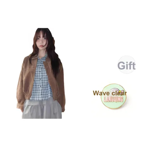 LANGQING Коричневый Gifted Прозрачный Бренд Наклеенный Женские Куртки