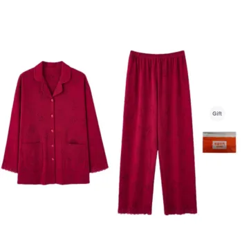 GOSO Pajama Set Women's Shopping Bag Burgundy Red