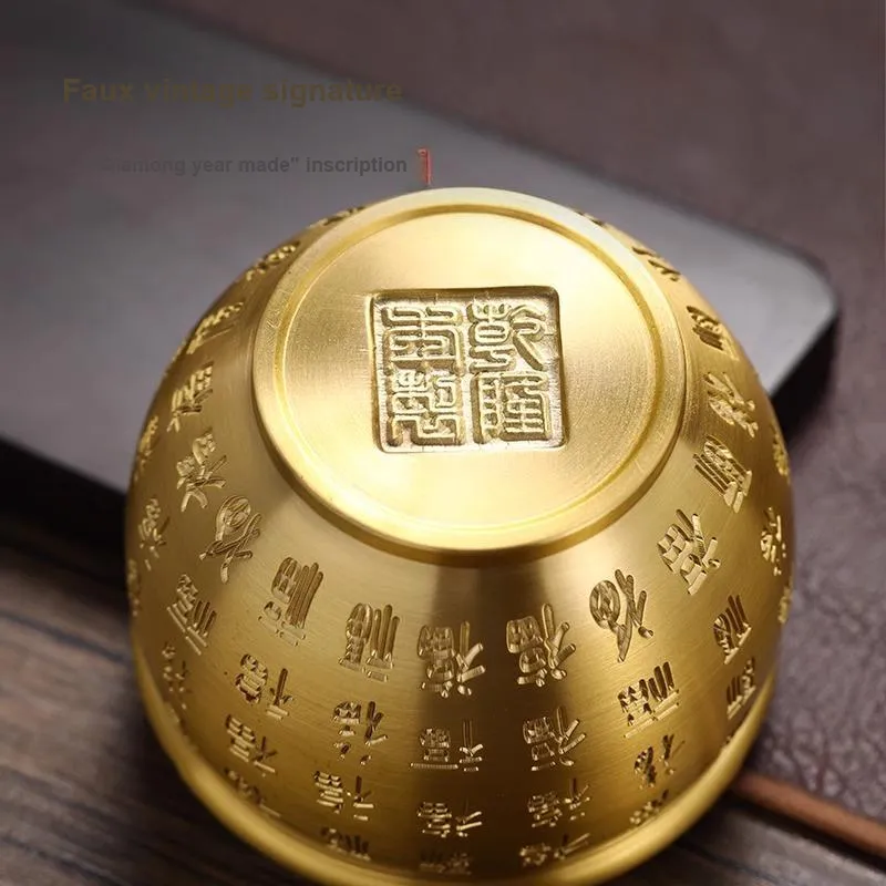 Xuan Rafters Pavilion Home Office Chinese Style Copper Ashtray Ornament-3