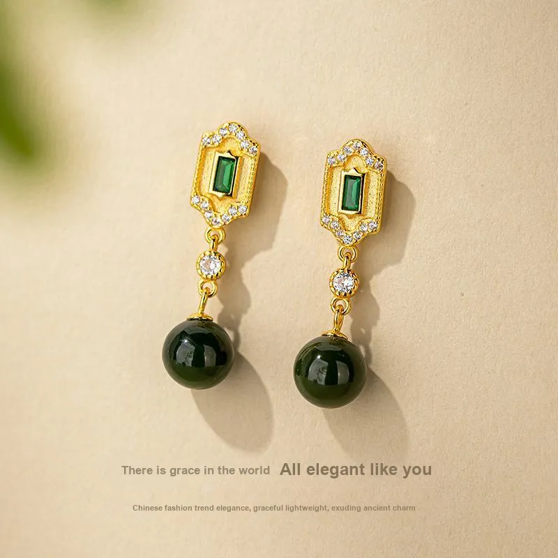 Encounter Gift Hetian Jade Earrings Jasper Women's-4