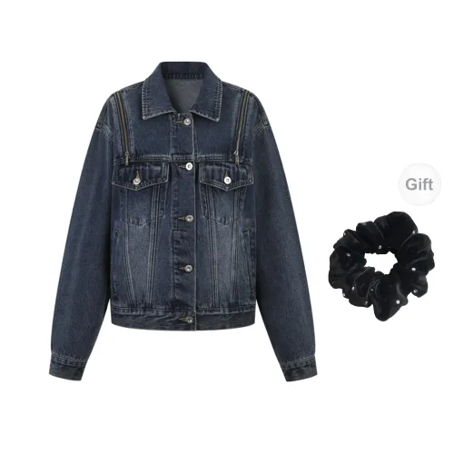 Three Quarters Denim Jackets Women's Blue