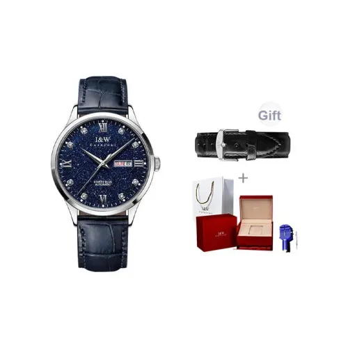 I W CARNIVAL HWGUOJI Автоматический механический механизм кожаный ремешок из коровьей кожи часы для мужчин синий циферблат