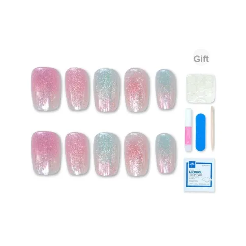 MAXFINE Iridescent Person Mermaid Искусственные Ногти Короткий Квадрат 14мм