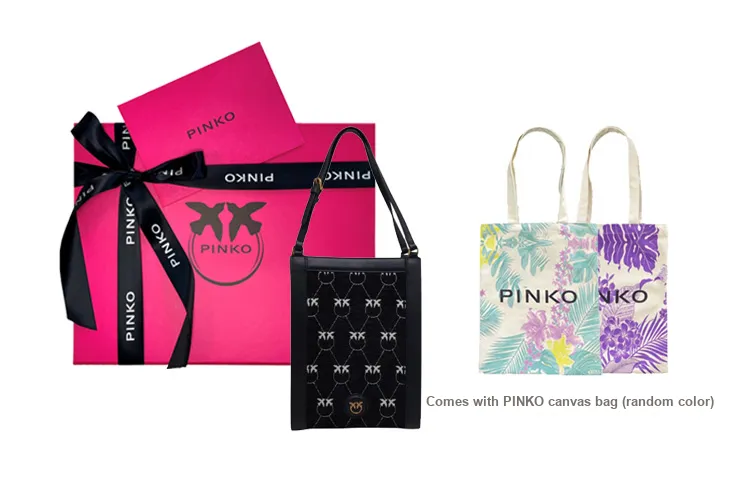 PINKO Leather Tote Bag, Shopping Bag, Shoulder Bag, Handbag Mini Women's Black-4