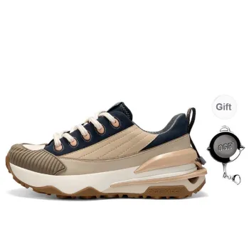 OGR Cushioned Height Increase Lightweight Breathable Anti Rollover Low Top Casual Running Shoes Unisex Khaki