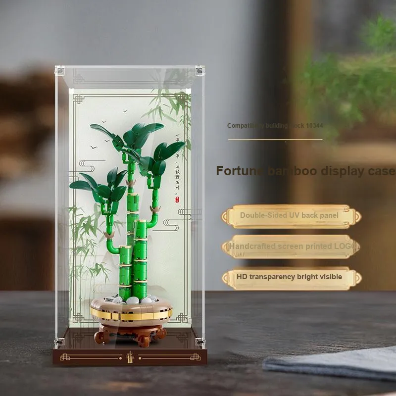 LIGHT YOUR BRICKS Compatibility Building Block 10343 Elegant Orchid 10344 Wealth Bamboo Display Case Model Accessories-4