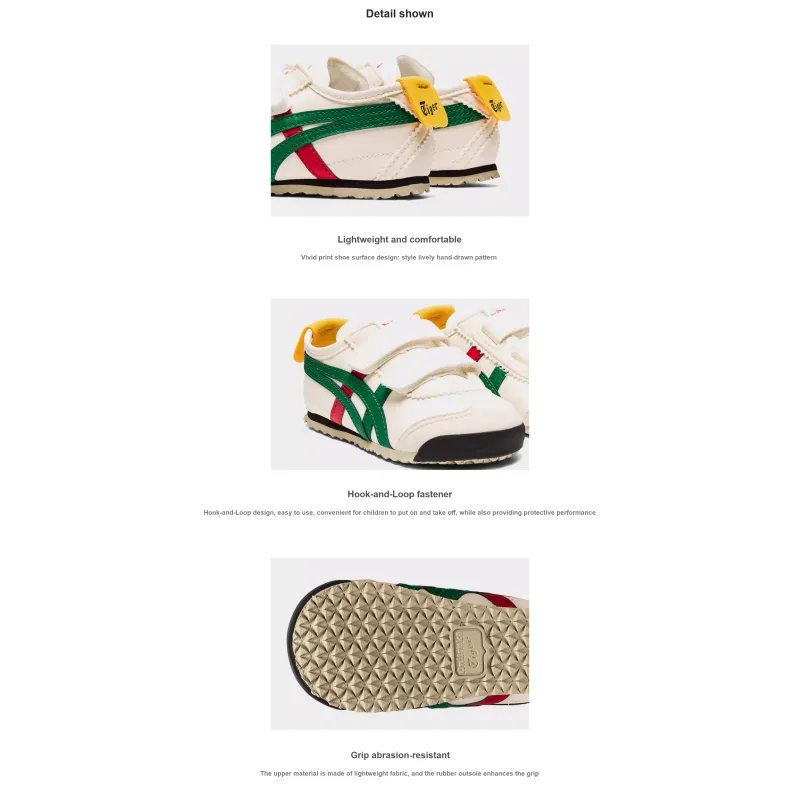 Onitsuka Tiger MEXICO 66 TS Anti Slip Wear Resistant Low Top Sports Casual Shoes White Green Infant And Toddler-1