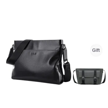 POLO Top Grain Cow Leather Crossbody Bag, Shoulder Bag Tubas Men's Black