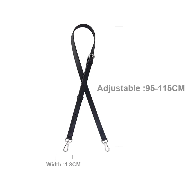 Cow Leather Bag Shoulder Strap Women's Black-1