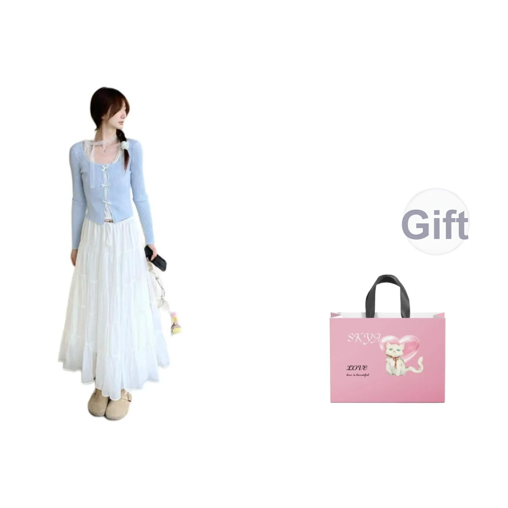 SKYA Комплект с юбкой Женские Светло-Синий